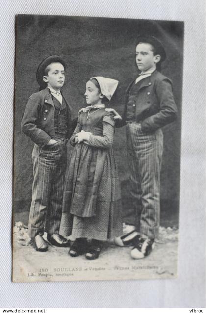 Cpa 1907, Soullans, jeunes Maraichains, Vendée 85