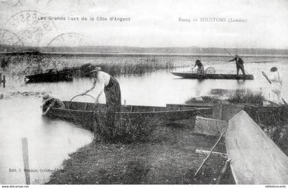 D40 SOUSTONS/ LES GRANDS LACS DE LA COTE D'ARGENT - PECHEURS SUR LE LAC DE SOUSTONS