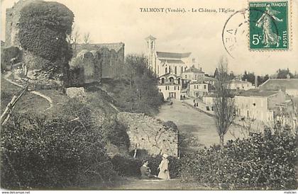 - dpts div.-ref-ZZ718- vendee - talmont saint hilaire - talmont st hilaire - chateau - place - eglise - chateaux -