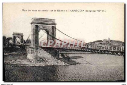 CPA Tarascon Vue du pont suspendu sur le Rhone a Tarascon