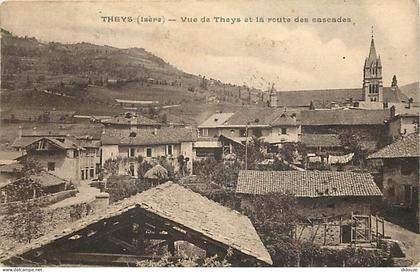 38 - Theys - Vue de Theys et la Route des Cascades - Oblitération ronde de 1928 - CPA - Voir Scans Recto-Verso