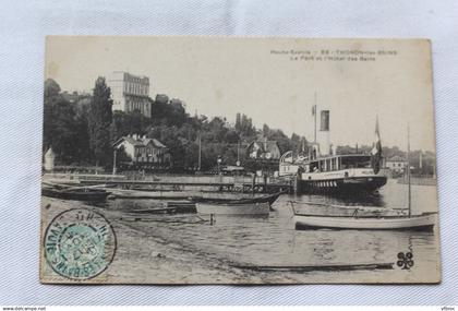 Cpa 1905, Thonon les Bains, le port et l'hôtel des Bains, Haute Savoie 74