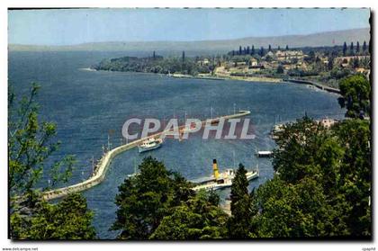 CPA Thonon les Bains Le Port La Pointe et le Chateau de Ripaille