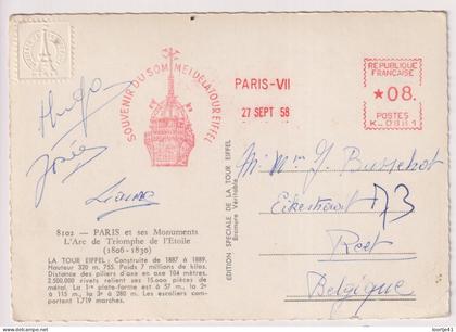 CP - Paris - souvenir du sommet de la tour Eiffel - 1958