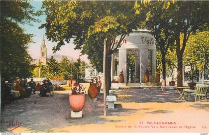 CPA Vals les Bains Square de la Source Vals Saint Jean et l'Eglise