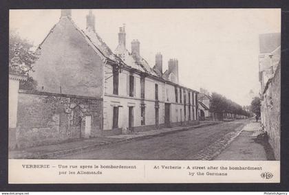 FRANCE, Postcard, Verberie, A street after the bombardment by the Germans, WWI