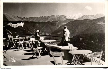 CPA Terrasse du Teleferique de Veyrier Chaine des alpes et le Mont Blanc