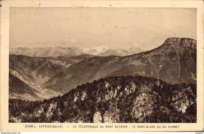 CPA VEYRIER DU LAC LE TELEFERIQUE DU MONT VEYRIER LE MONT BLANC VU DU SONNET