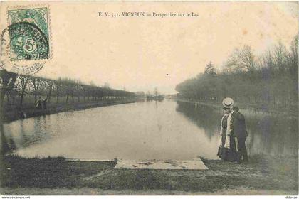 Carte Postale Ancienne - 91 - Vigneux sur Seine - Perspective sur le Lac - Animée - CPA - Voir Scans Recto-Verso - Posca