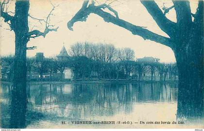 Carte Postale Ancienne - 91 - Vigneux sur Seine - Un coin des bords du Lac - CPA - Oblitération ronde de 1932 - Voir Sca