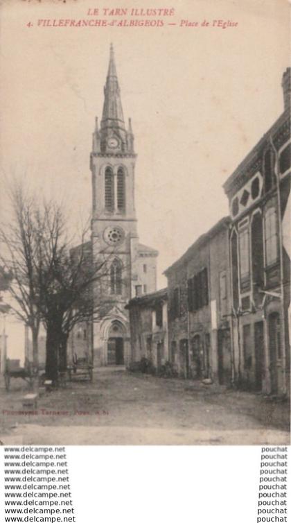 H28-81) VILLEFRANCHE D'ALBIGEOIS (TARN)  PLACE DE L'EGLISE - (2 SCANS)