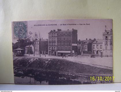 VILLENEUVE-LA-GARENNE ( HAUTS DE SEINE) LES KIOSQUES A MUSIQUE. LES COMMERCES. LE QUAI D'ASNIERES. VUE DU PONT.