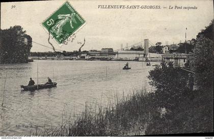 CPA Villeneuve Saint Georges Le Pont suspendu