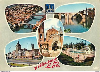 Carte Postale - 47 - Villeneuve sur Lot - Multivues - Piscine - Blasons - Flamme Postale de Villeneuve sur Lot - CPM - V