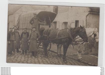 carte photo Villeneuve sur Yonne Georges Sellerin distillateur rue du Général faidherbe   " gros plan attelage "