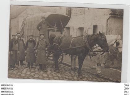 carte photo Villeneuve sur Yonne Georges Sellerin distillateur rue du Général faidherbe   " gros plan attelage "