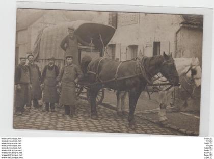 carte photo Villeneuve sur Yonne Georges Sellerin distillateur rue du Général faidherbe   " gros plan attelage "