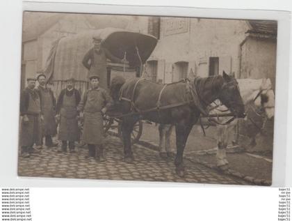 carte photo Villeneuve sur Yonne Georges Sellerin distillateur rue du Général faidherbe   " gros plan attelage "