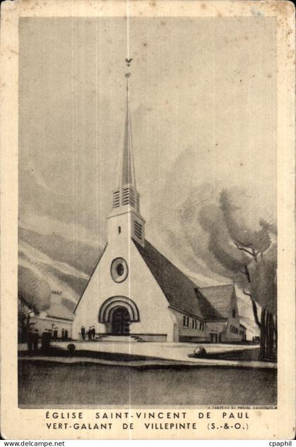 CPA Eglise Saint Vincent De Paul Vert Galant De Villepinte