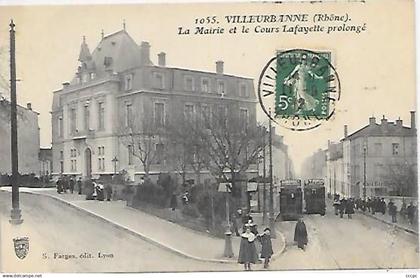 CPA Villeurbanne La Mairie et le Cours Lafayette prolongé