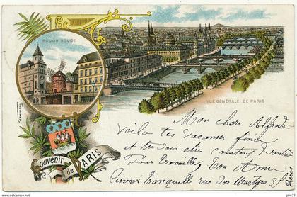 PARIS -  Souvenir de ...Lithographie Multi vues - Tongimed