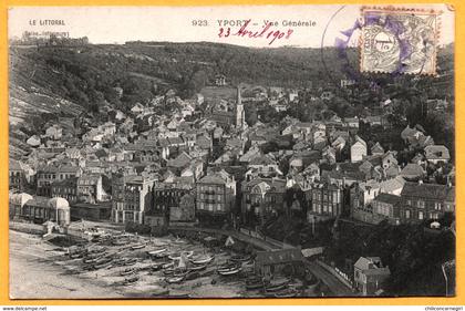 Yport - Vue générale - Barques - Eglise - Le Littoral - Animée - 1908 - ** Voir Oblitération **