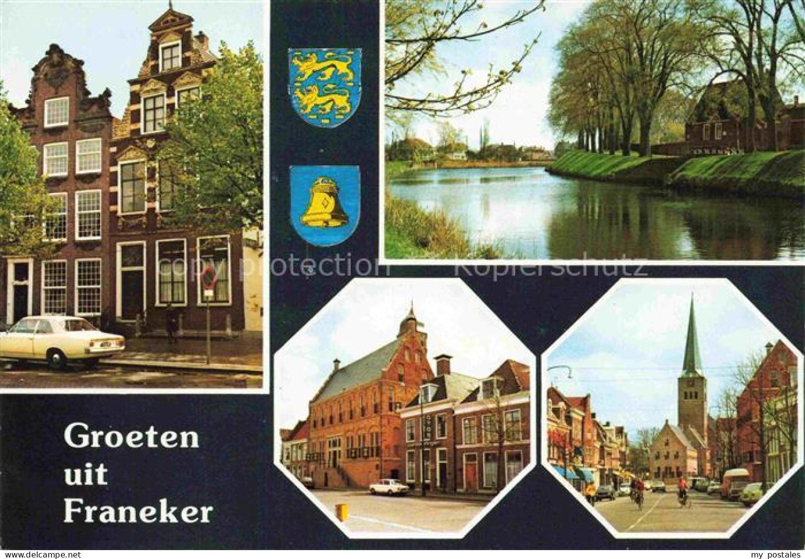 Franeker Friesland NL Rathaus Kanal Kirche Strassenszene Wappen historisches-Geb