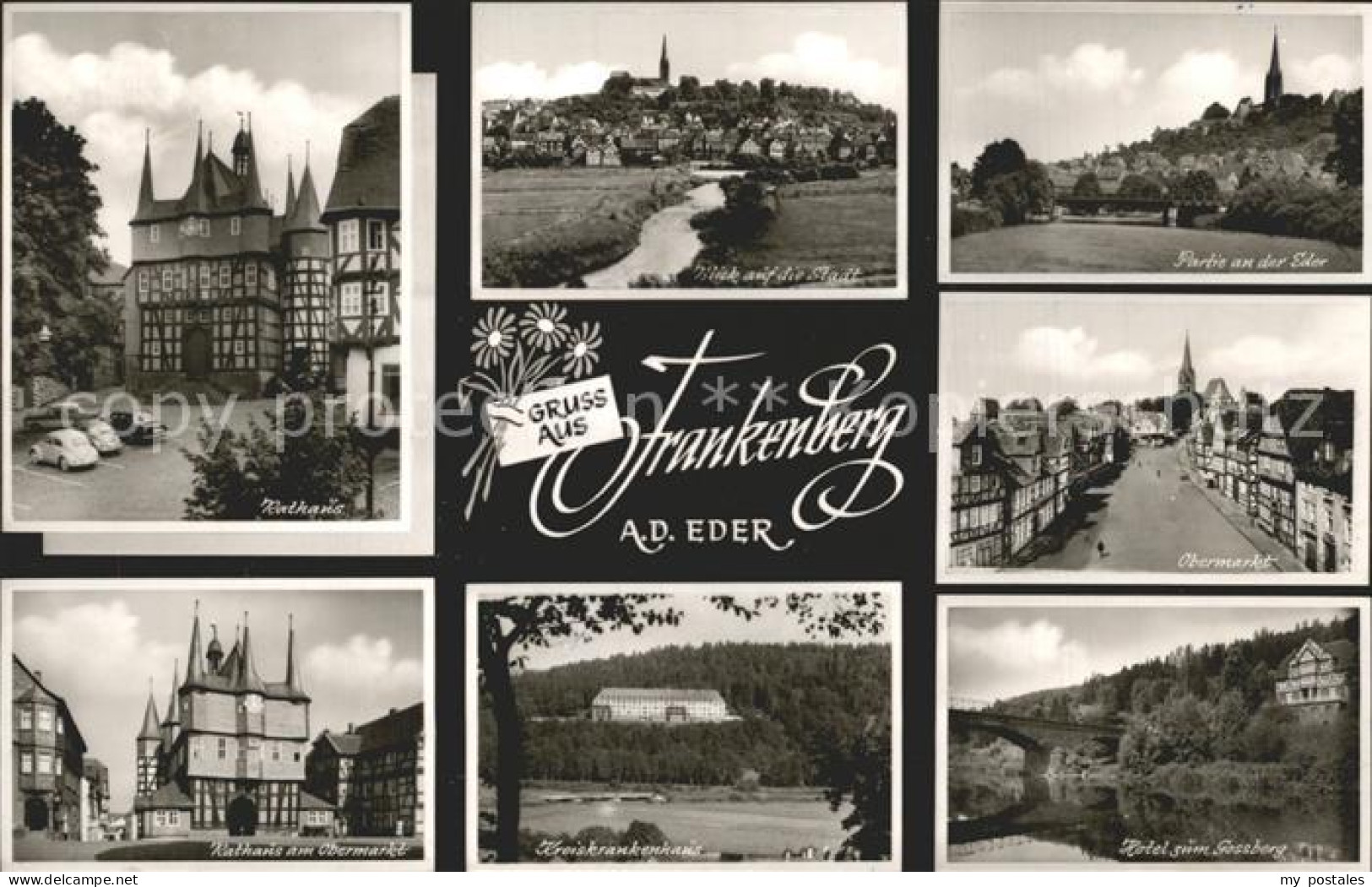 Frankenberg Eder Rathaus am Obermarkt Partie an der Eder