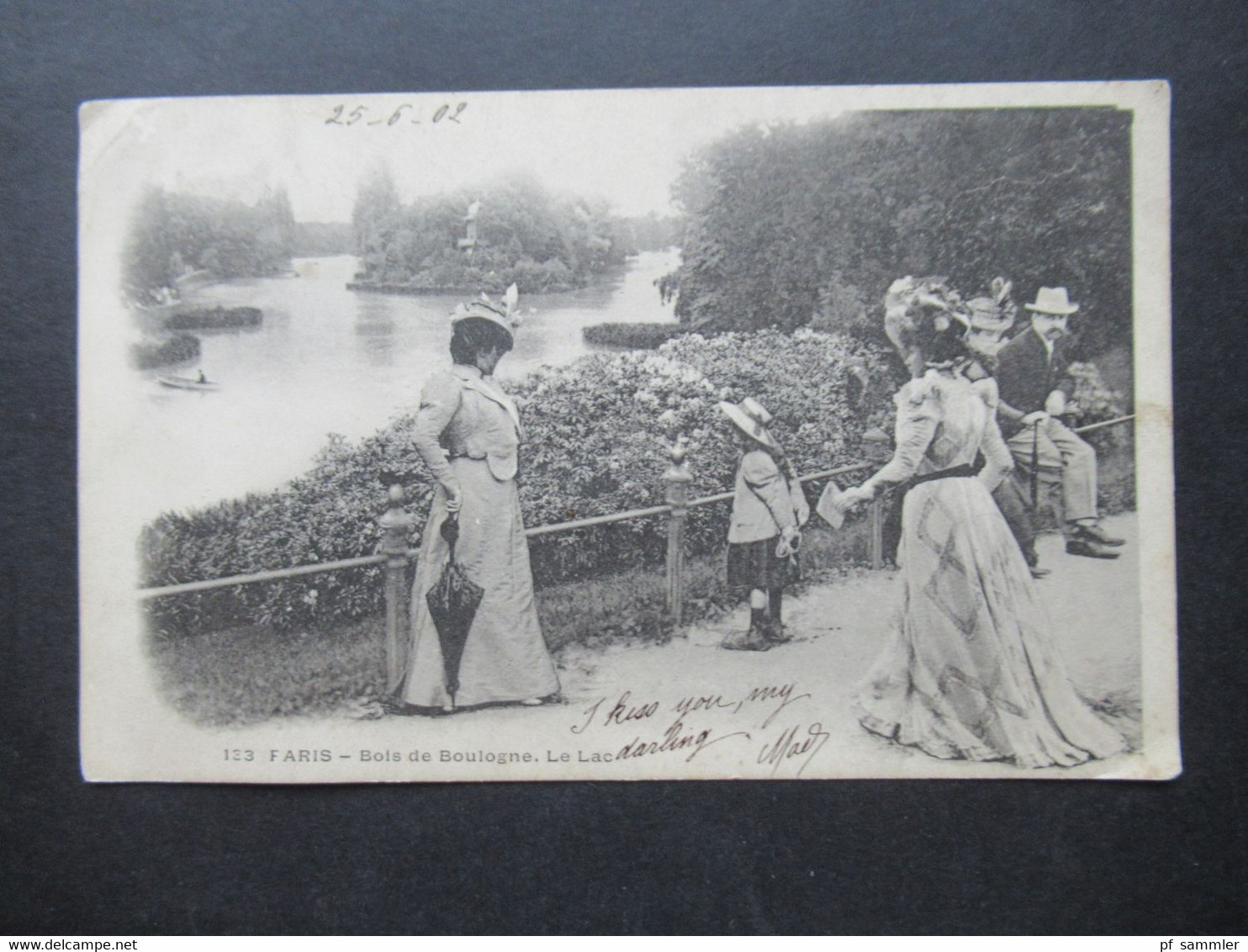 Frankreich 1902 AK Paris bois de boulogne le Lac Frauen / Männer und Kinder im Sonntagsdress