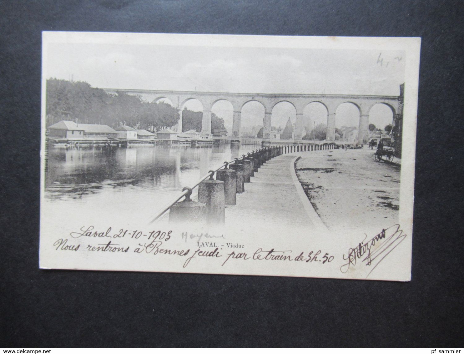 Frankreich 1903 AK Laval Viaduc / Eisenbahnbrücke Stempel Gare de Laval nach Bennes gesendet