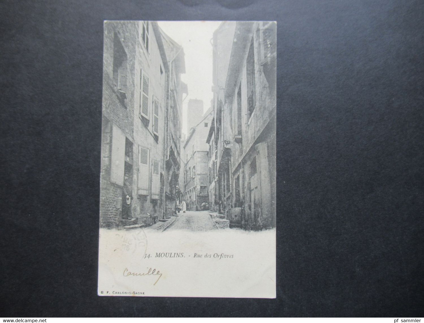 Frankreich AK 1903 Moulins Rue des Orfevres Stempel Gare De Moulins