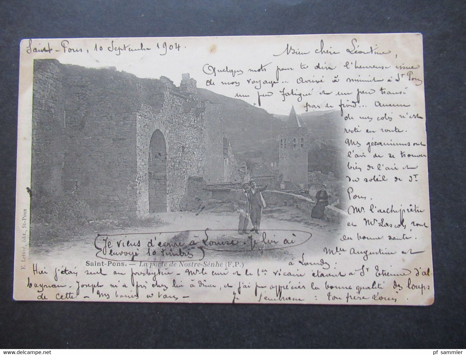 Frankreich AK 1904 saint Pons La porte de Nostre Senhe 4x Stempel St. Pons Herault