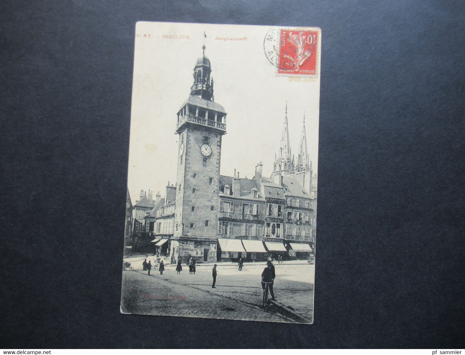 Frankreich AK 1908 Moulins Jacquemart / Marktplatz Stempel Moulins Gare