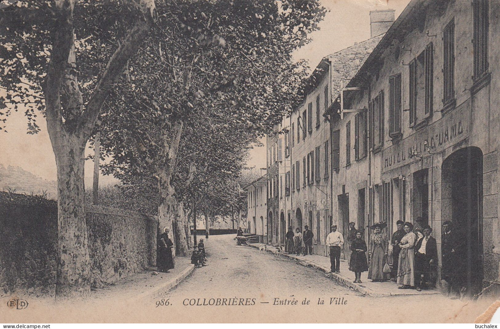 Frankreich AK Collobrières – Entrée de la Ville – Hôtel Restaurant du Var – gelaufen 1908
