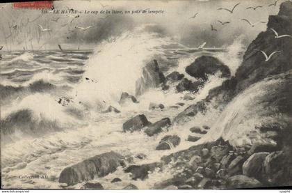 CPA Le Havre Le Cap de la Heve un jour de tempete