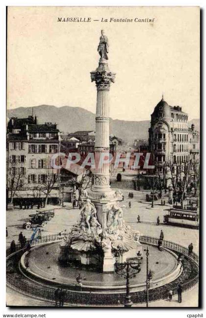 CPA Marseille Place Castellane et fontaine Cantini
