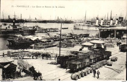 Marseille - Les Quais et les Bassins de la Joliette - tonnau - bateau - CPA