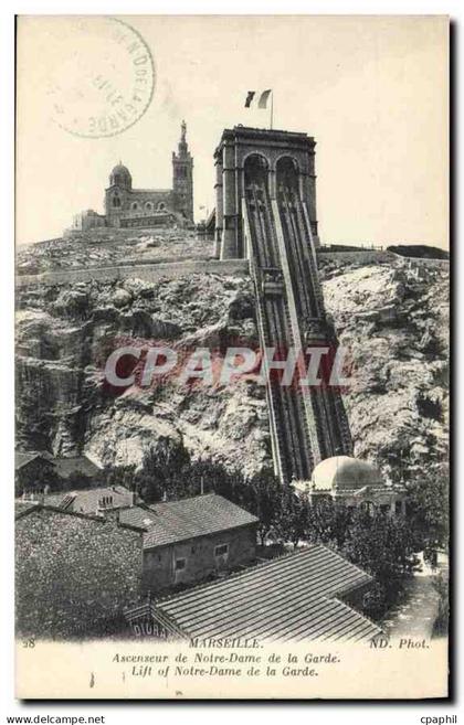CPA Marseille Ascenseur de Notre Dame de la Garde