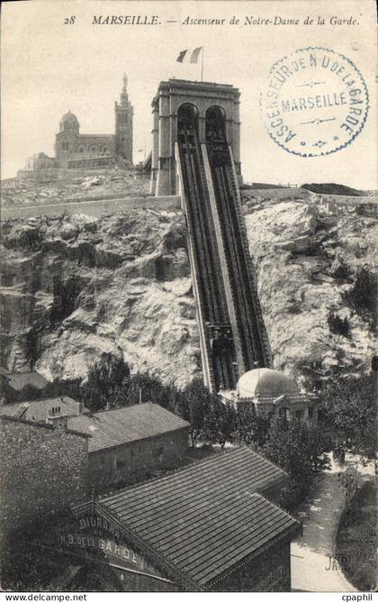 CPA Marseille Ascenseur de Notre Dame de la Garde