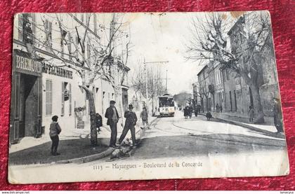 Mazargues, Marseille Boulevard Concorde devant Magasin Bremond café harmonie-trolley[13] BDR-Carte Postale Quartiers Sud