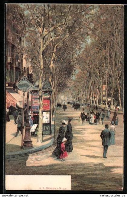 CPA Illustrateur Nice, Avenue de la Gare