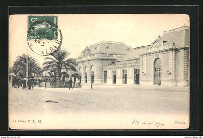 CPA Nice, La Gare P. L. M., La Gare