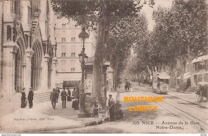06 Nice avenue de la Gare Notre Dame CPA tram tramway , cachet 1922