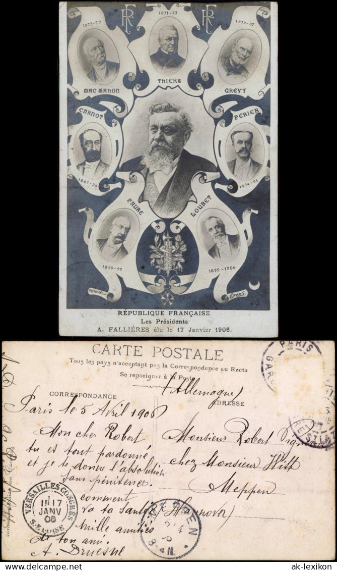 .Frankreich RÉPUBLIQUE FRANÇAISE Les Présidents Präsidenten Frankreich 1906