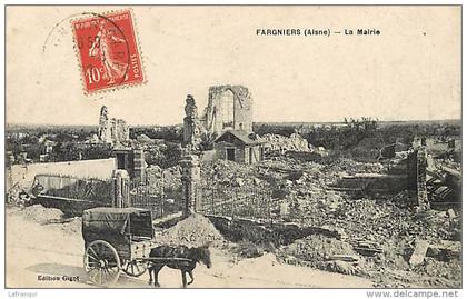 aisne  -ref A190 - guerre 1914-18- fargniers - la mairie -carte bon etat  -