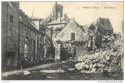 aisne  -ref A201 - guerre 1914-18- vailly - les ruines - carte bon etat  -