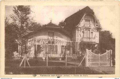 Carte Postale Ancienne - 03 - Varennes sur Allier - Route de Paris - Correspondance - CPA - Oblitération ronde de 1939 -
