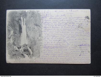 Frankreich seltene AK 1900 Wasserfall De Bourg D'Oisans a La Grave Le Saut de la Oucelle frankiert mit Sage
