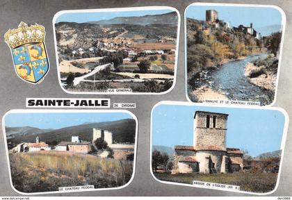 SAINTE-JALLE - Vue générale - L'Ennuyé et le Château féodal - L'Eglise - Blason Robert Louis