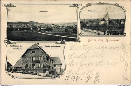 CPA Hirsingue Hirsingen Elsass Haut Rhin, Gasthaus zu den Drei Tauben, Totalansicht